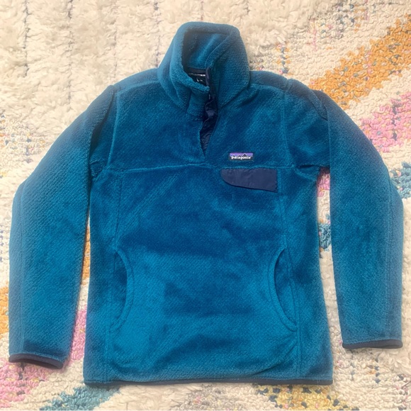 Patagonia Womens Synchilla Re-Tool Snap-T Fleece Pullover Jacket Teal Blue XS - Picture 2 of 7